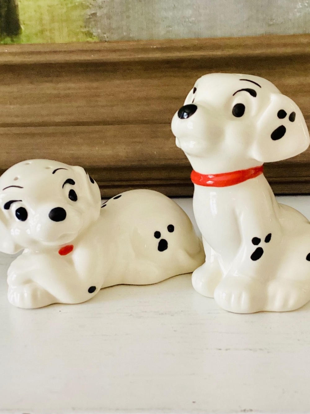 Vintage Disney 101 Dalmations Ceramic Salt & Pepper Shakers TLC USA Collectible